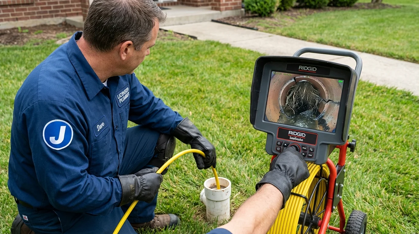 Sewer camera inspection being performed by Johns Plumbing LLC in Cloverdale